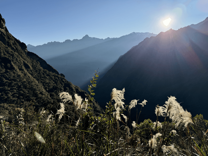 Mountain landscape with sunlight